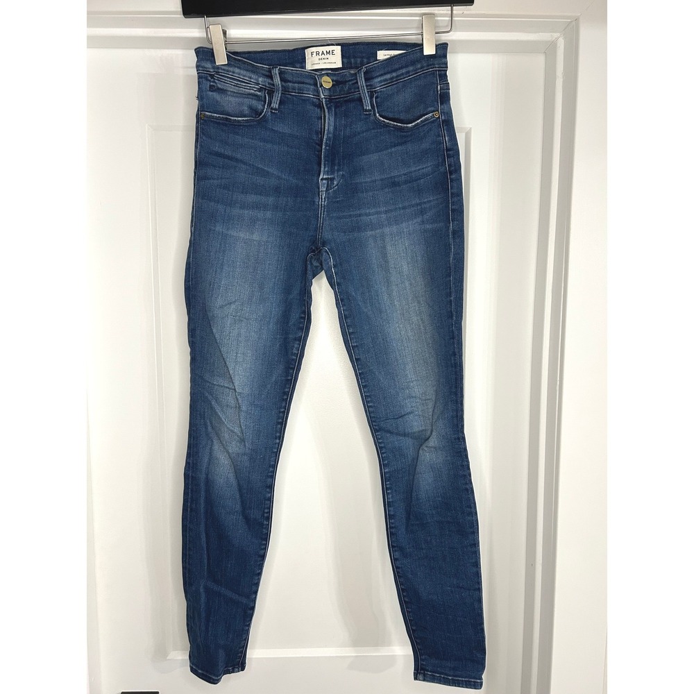 FRAME Le High Skinny Jeans Silver Spring Dark Wash Denim Designer Luxury Size 29